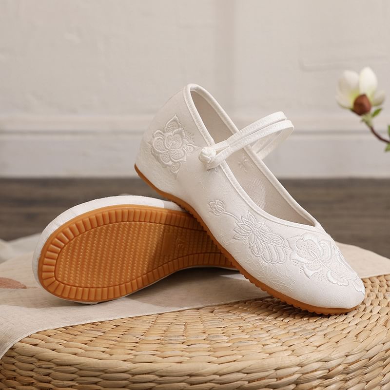 Plain Buttoned Frog Flats