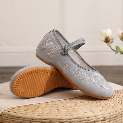 Plain Buttoned Frog Flats