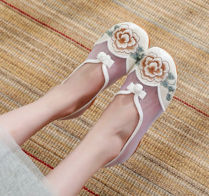 Slip-Ons Embroidered Wedge Heel Mesh