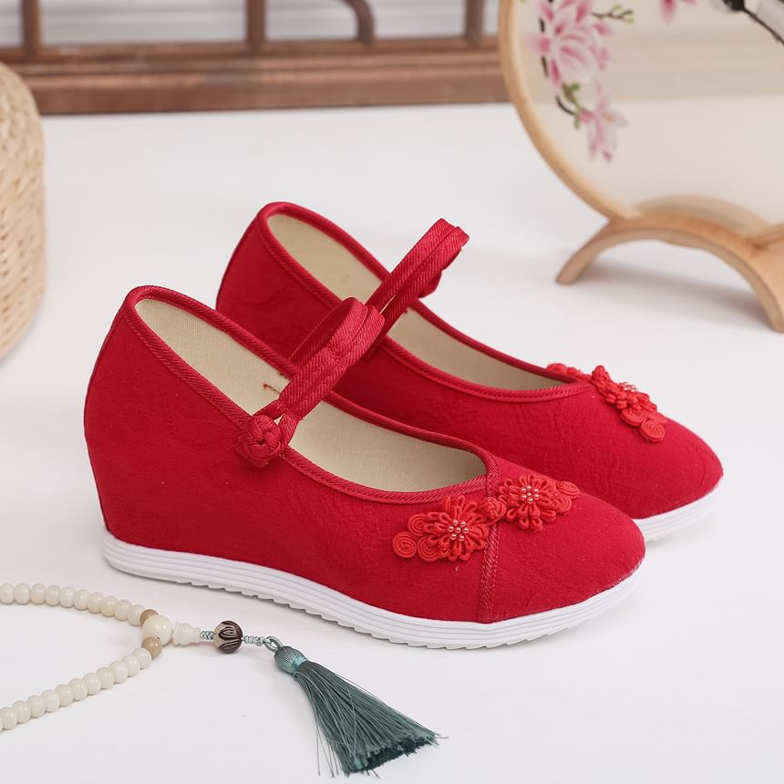 Hidden-Wedge Sandals Textile Floral