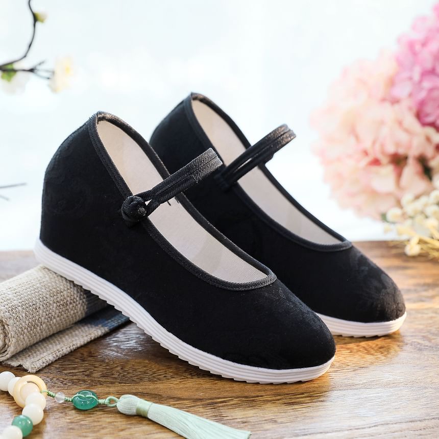 Hidden-Wedge Sandals Textile Floral