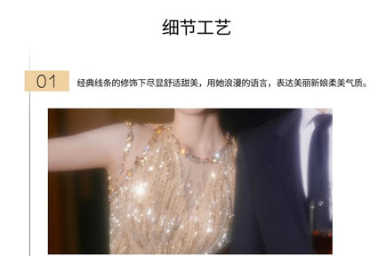 Sleeveless Sequin Embellished Sheath Evening Gown