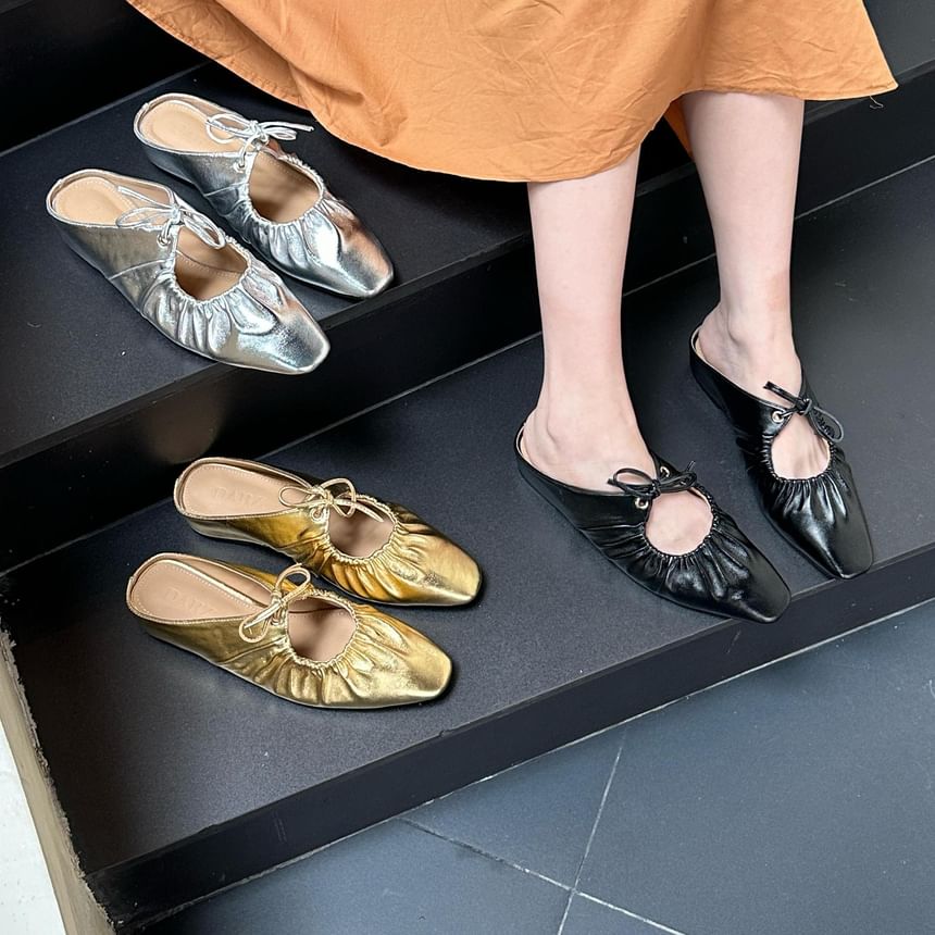 Square Toe Bow Mules