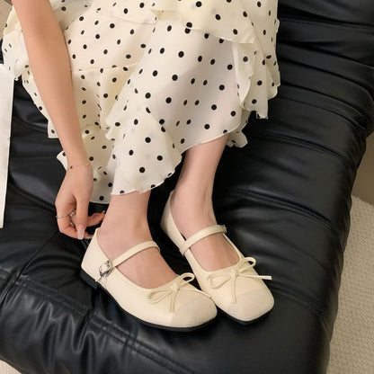 Cap Toe Bow Mary Jane Shoes