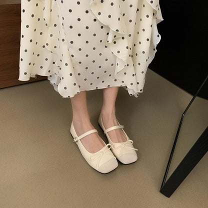 Cap Toe Bow Mary Jane Shoes