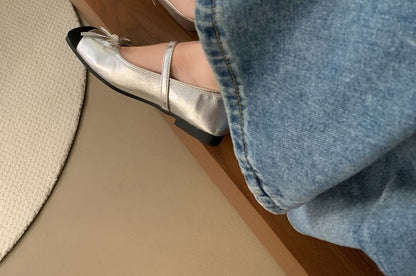 Cap Toe Bow Mary Jane Shoes