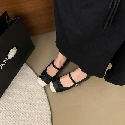 Cap Toe Bow Mary Jane Shoes