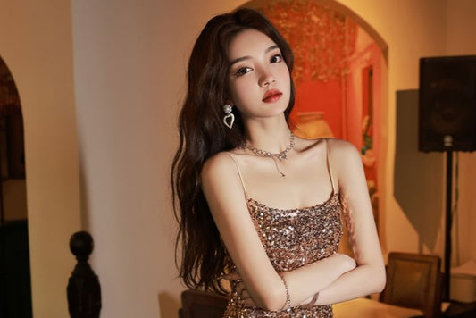 Spaghetti Strap Sequin Side-Slit Midi Sheath Cocktail Dress