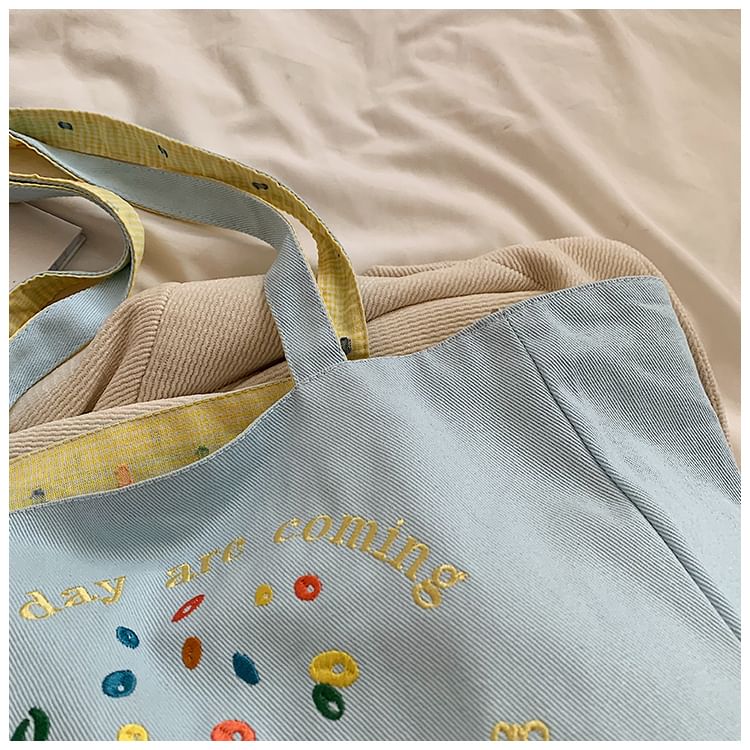 Embroidered Canvas Tote Bag