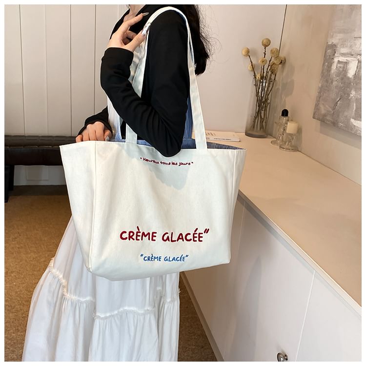 Embroidered Canvas Tote Bag