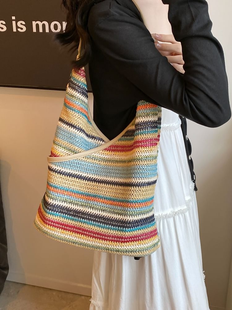 Sac à bandoulière tissé à rayures