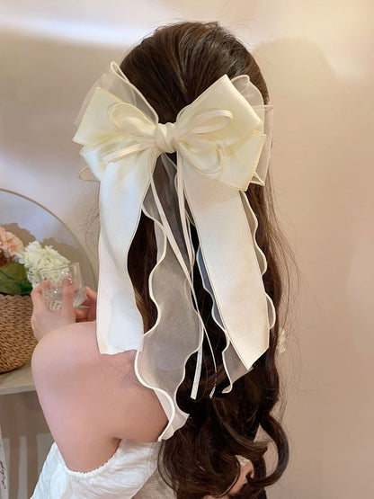 Organza Bow Hair Clip With Long Ribbons