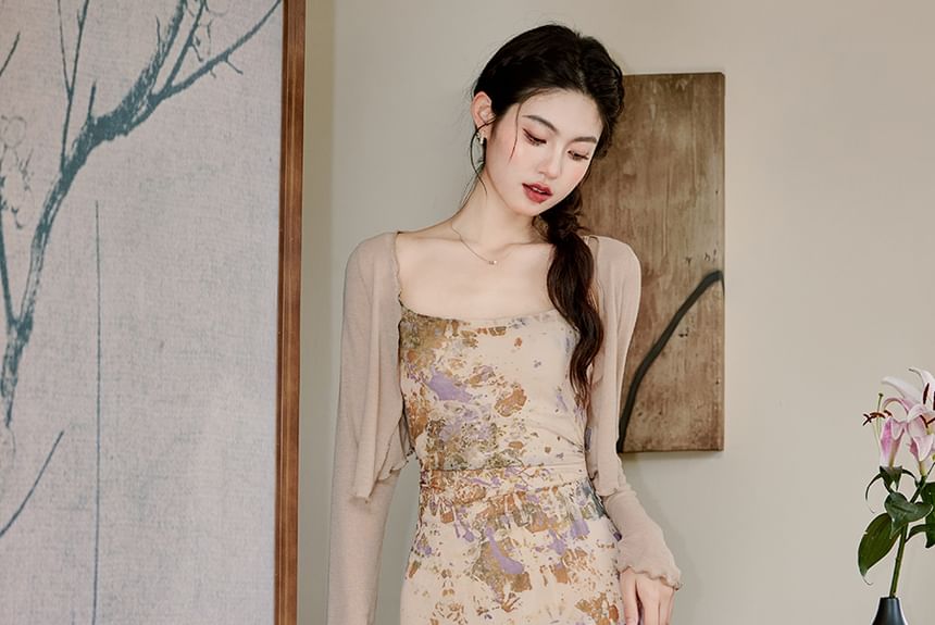 Spaghetti Strap Floral Midi A