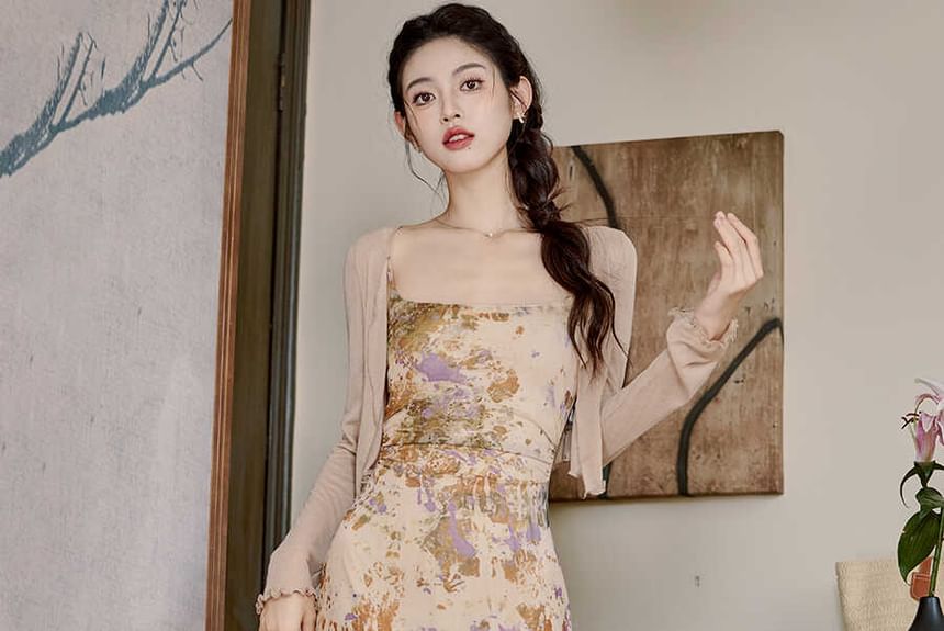 Spaghetti Strap Floral Midi A