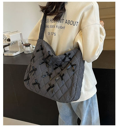 Bow Quilted Tote Bag