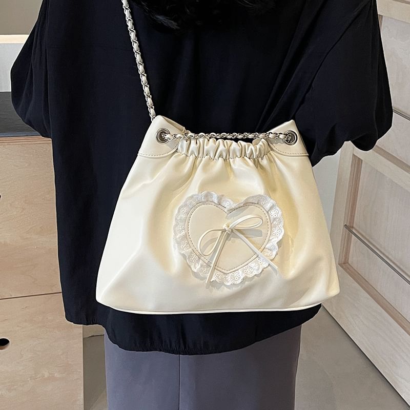 Bow Heart Chain Shoulder Bag