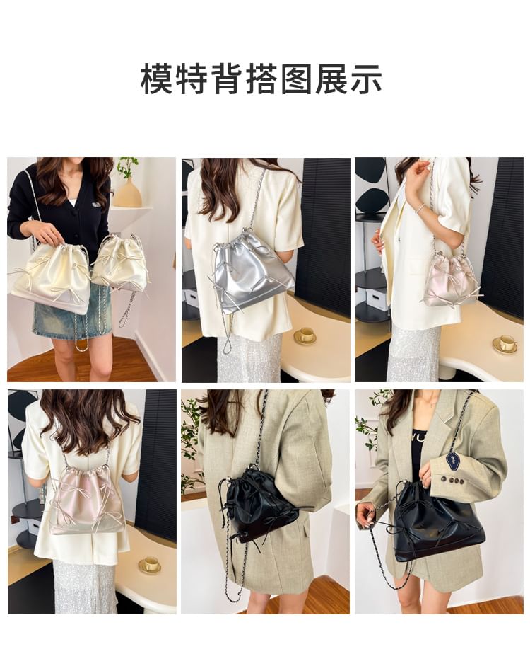 Bow Drawstring Chain Backpack