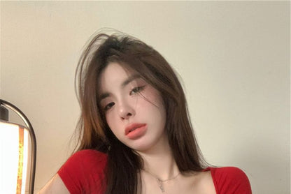 Short-Sleeve V-Neck Plain Wrap T-Shirt