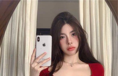 Short-Sleeve V-Neck Plain Wrap T-Shirt