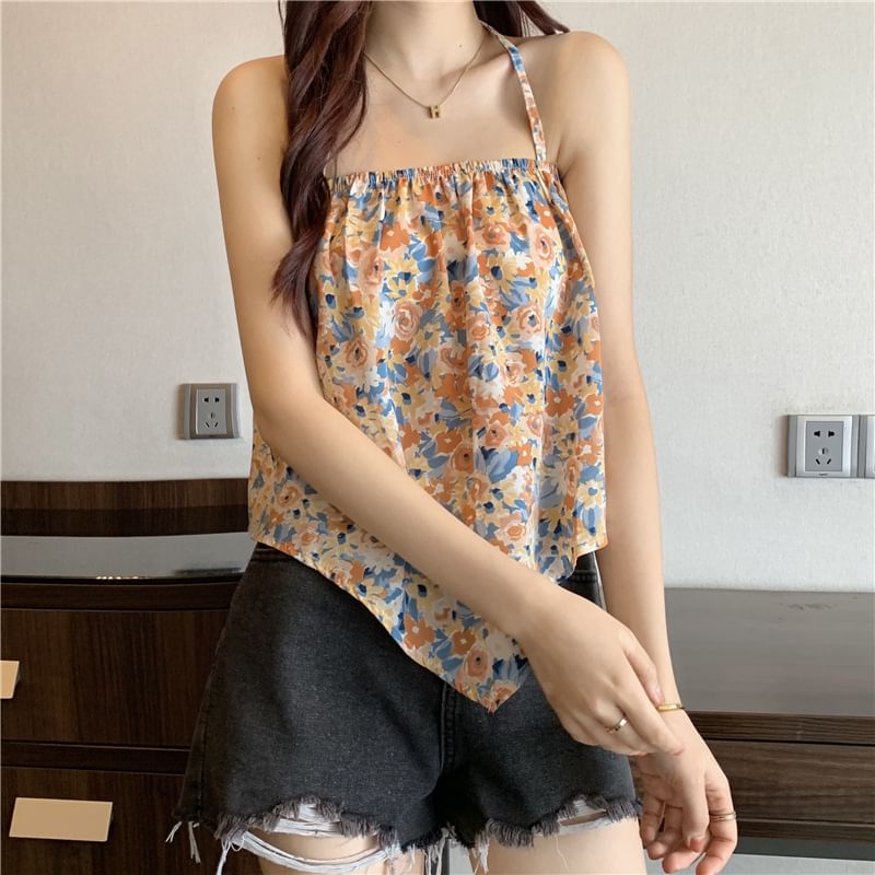 Halter Floral Print Top