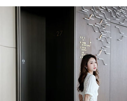 Elastic Waist Floral Print Midi A-Line Skirt