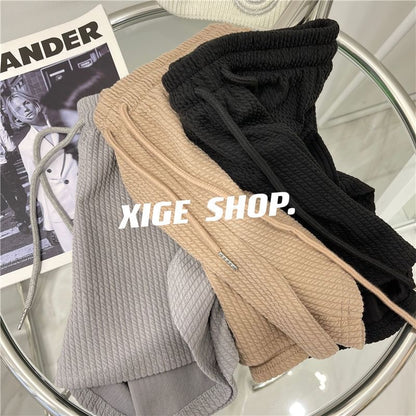 Drawstring Waist Plain Shorts