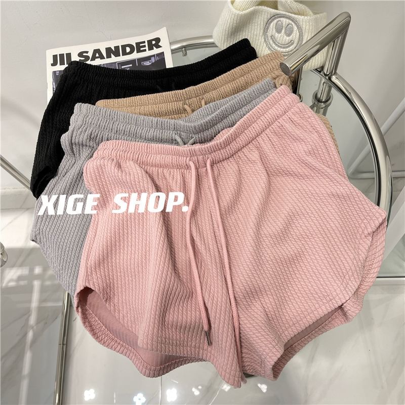 Drawstring Waist Plain Shorts