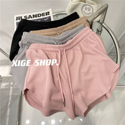 Drawstring Waist Plain Shorts