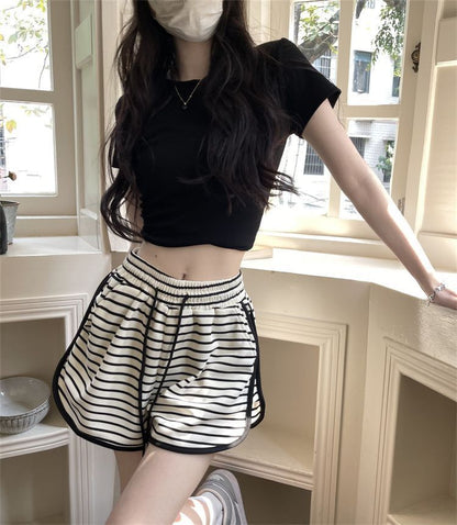 Drawstring Waist Striped Shorts
