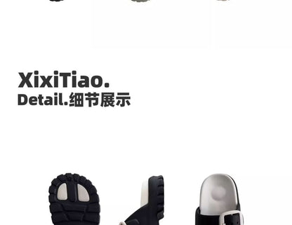 Double Buckle Platform Slide Sandals