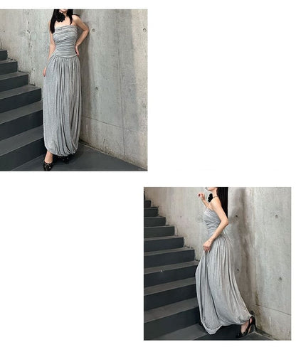 Dress Ruched Tube A-Line Maxi