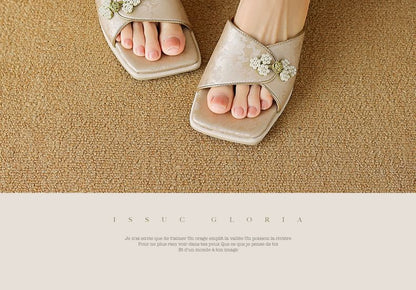 Beaded Frog Closure Slide Sandals
