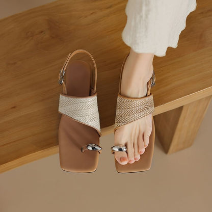Toe Loop Slingback Sandals