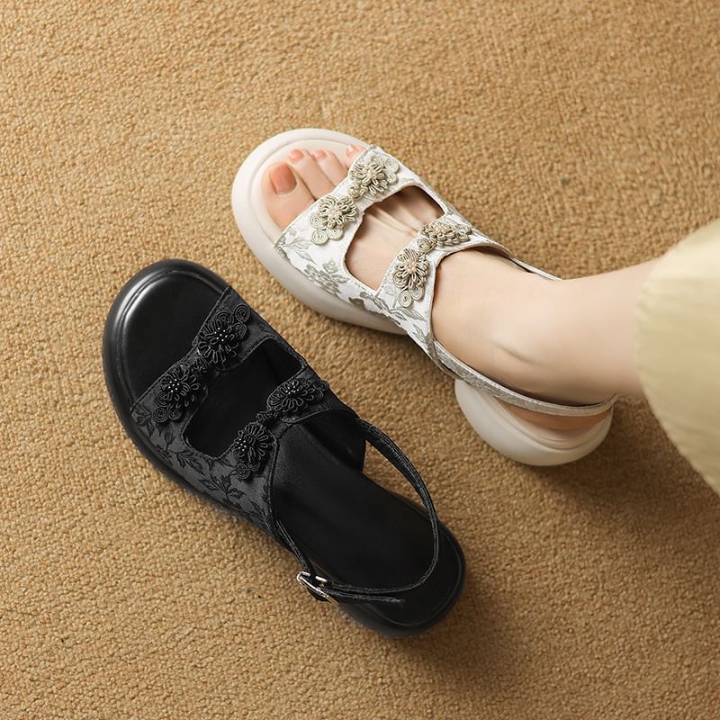 Platform Slingback Jacquard Sandals