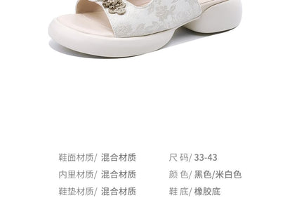 Platform Slingback Jacquard Sandals