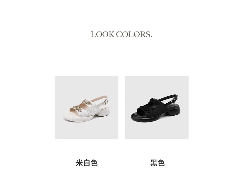 Platform Slingback Jacquard Sandals