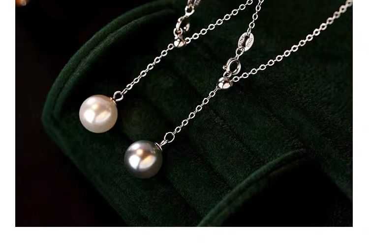 Faux Pearl Pendant Lariat Necklace