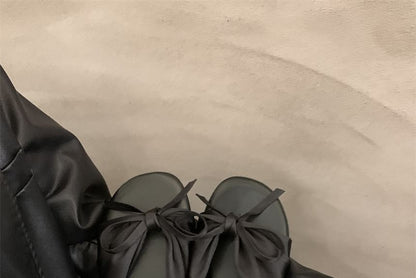 Plain Bow Accent Satin Flats