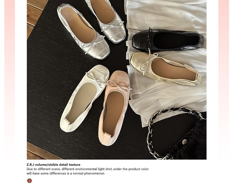 Ballerines en similicuir avec nœud uni