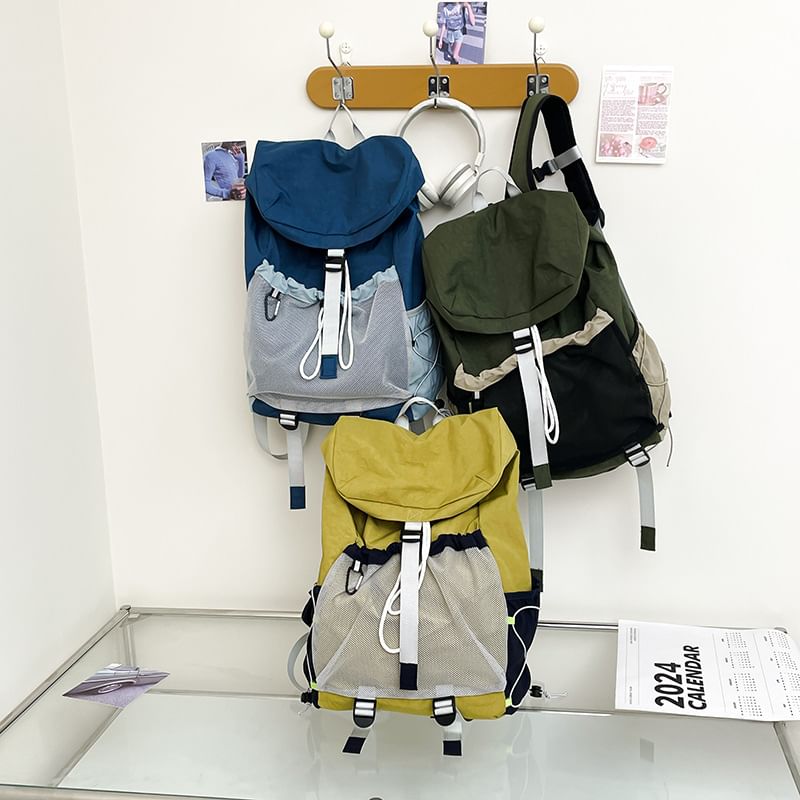 Mesh Panel Multi-Pocket Backpack