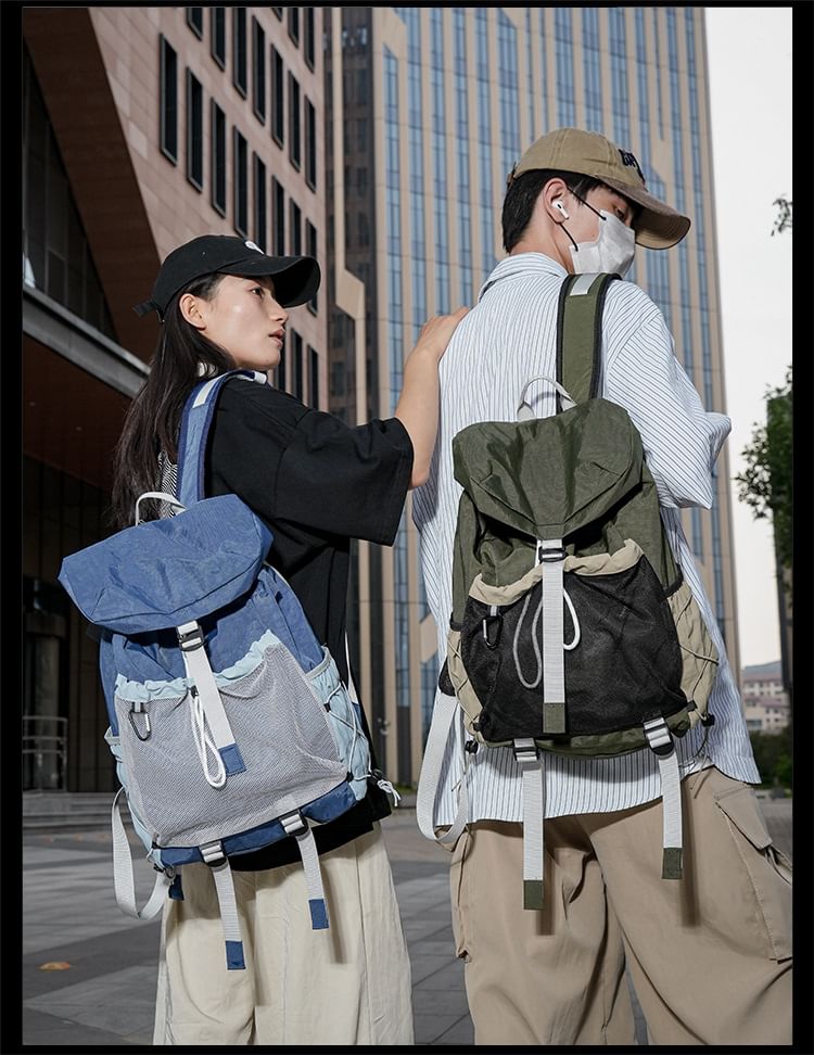 Mesh Panel Multi-Pocket Backpack