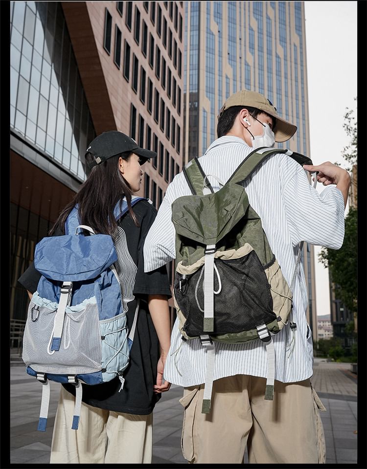 Mesh Panel Multi-Pocket Backpack