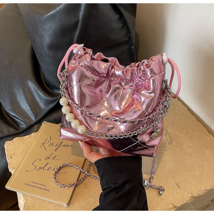 Chain Strap Quilted Bucket Bag