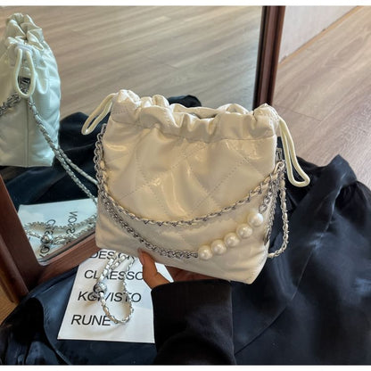 Chain Strap Quilted Bucket Bag