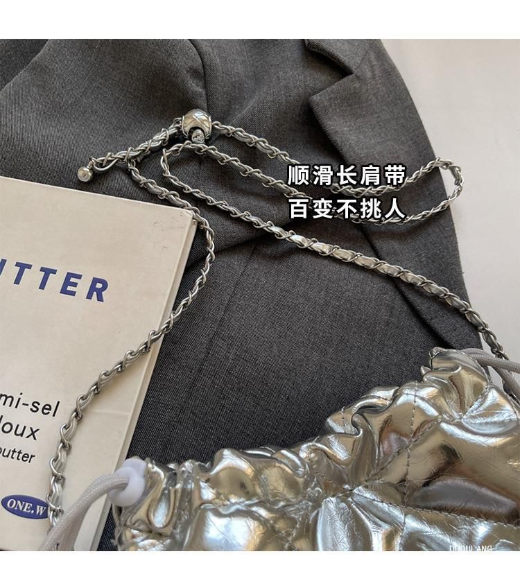 Chain Strap Quilted Bucket Bag