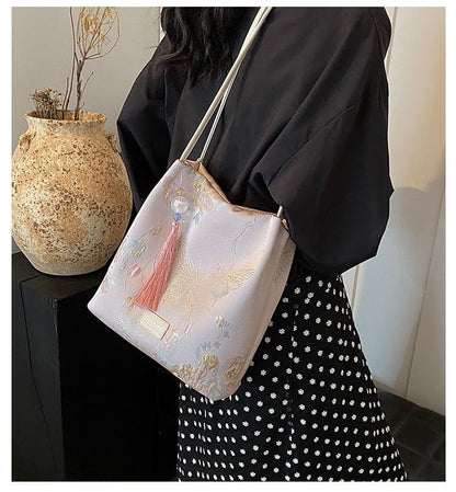 Butterfly Jacquard Bucket Bag