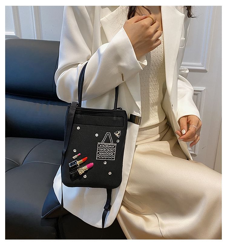 Rhinestone Top Handle Crossbody Bag