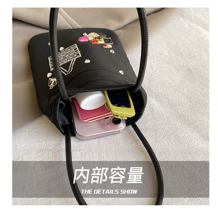 Rhinestone Top Handle Crossbody Bag