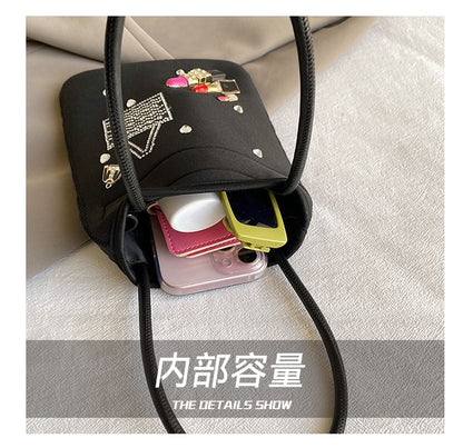 Rhinestone Top Handle Crossbody Bag