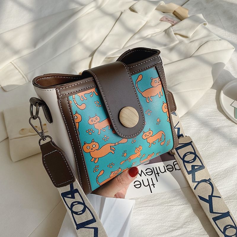 Bucket Patterned Faux Leather Bag